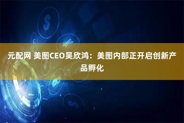 元配网 美图CEO吴欣鸿：美图内部正开启创新产品孵化